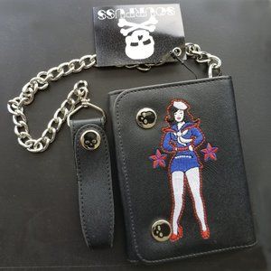 SOURPUSS Chain Snap Wallet Pin Up Sailor Girl